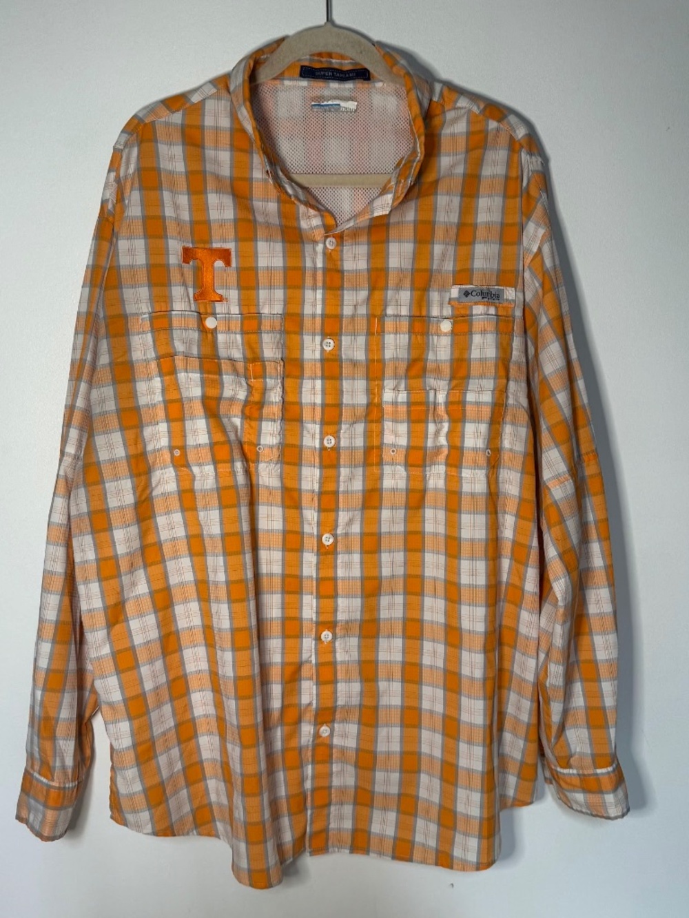 Columbia PFG Super Tamiami Shirt Orange White TN Vols Tennessee Vols XXL